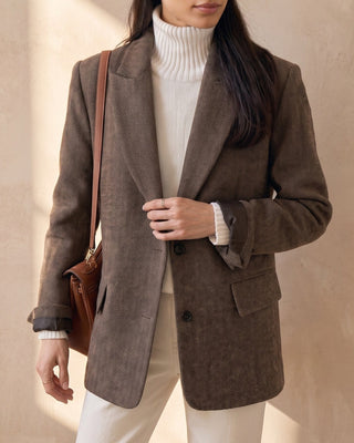 Capri Faux Leather Jacket in burgundy — collared zip-front faux leather jacket, front view on model