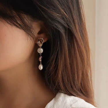 Lavender Natural Baroque Shaped Pearl Earrings