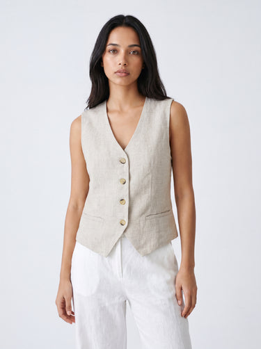 The Aurora Linen Blend Vest