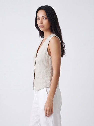 The Aurora Linen Blend Vest