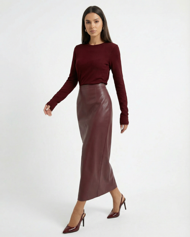 Ankela Red Leather Look Skirt
