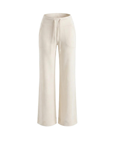 The Rae relaxed pant in pearl white — high-waisted wide-leg drawstring pant, product flat-lay