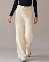 Knit wide-leg drawstring pants, walking