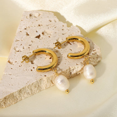 Pearl Gold Stainless Steel Earrings