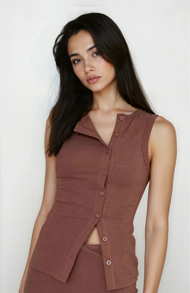 Brown Vest Top