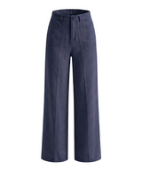 Plum wide-fit linen pants, view 3 – Moriel Heritage
