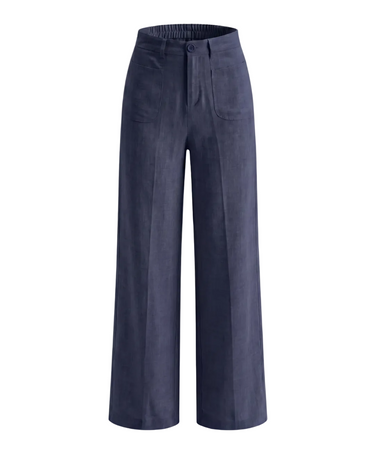 Plum wide-fit linen pants, view 3 – Moriel Heritage