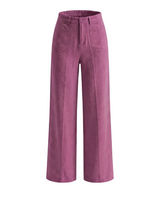 Yellow wide-fit linen pants, view 5 – Moriel Heritage
