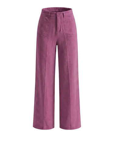 Yellow wide-fit linen pants, view 5 – Moriel Heritage
