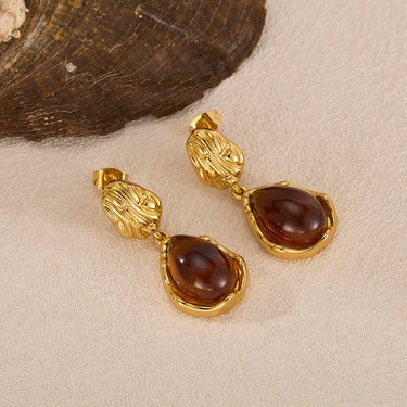 Teardrop Earrings With Gemstone-Inspired Detail