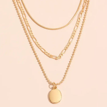 Oval Pendant Layered Necklace