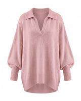The Lorna Collared Knit in pink — product flat lay