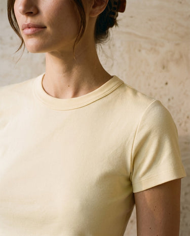 Yellow cotton crew-neck t-shirt, view 8 – Moriel Heritage