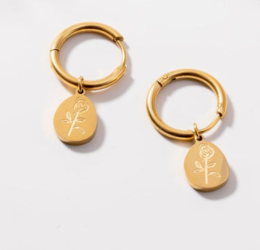 Rose Pendant Earrings in Gold-Plated Titanium Steel
