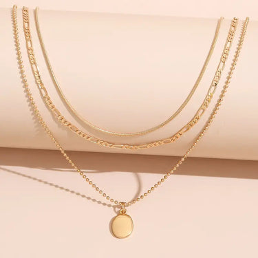 Oval Pendant Layered Necklace