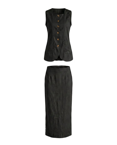 Black vest and maxi skirt set – Moriel Heritage