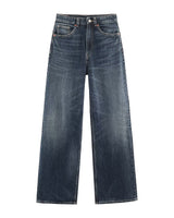 Delphine Wide Leg Jeans in dark wash, flat lay on white