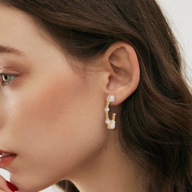 S925 Gold-Plated Pearl Earrings