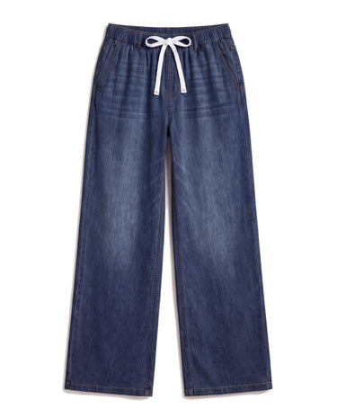 Isla Stretch Denim Jeans in Indigo, flat lay