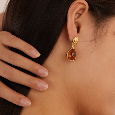 Teardrop Earrings With Gemstone-Inspired Detail