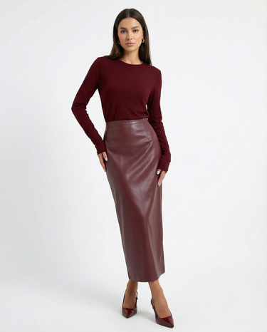Ankela Red Leather Look Skirt