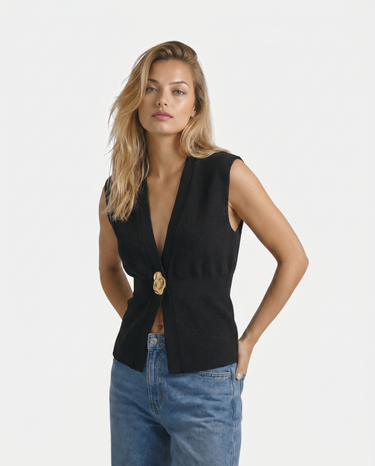 The Solara Gold Button Vest