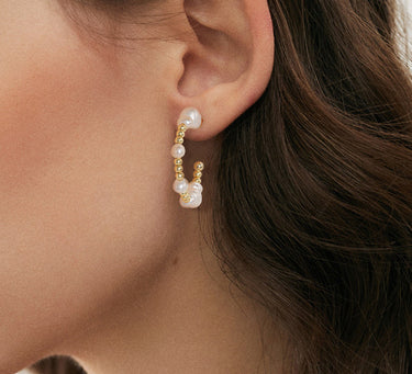 S925 Gold-Plated Pearl Earrings