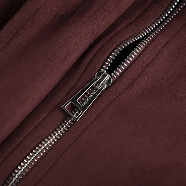 Suede Look Bordeaux Bomber Jacket