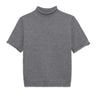 Nora Knit Tee in Gray flat lay with rolled mock neck and cuffs