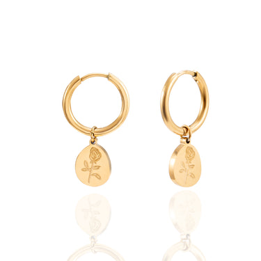 Rose Pendant Earrings in Gold-Plated Titanium Steel