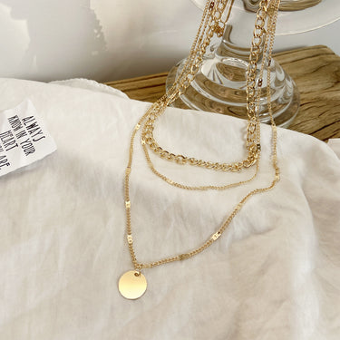 Gold Disc Chain Pendant Necklace