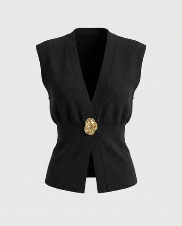 The Solara Gold Button Vest