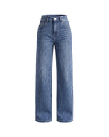 Sloane Straight Leg Jeans in blue — high-waisted straight-leg denim, product flat-lay