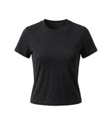 Black cotton crew-neck t-shirt, view 2 – Moriel Heritage