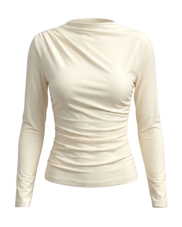 Cream White crew-neck top – Moriel Heritage