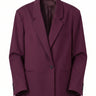 The Aliya Burgundy Blazer Set in burgundy — one-button tailored blazer, product flat-lay
