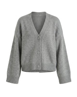 Gray chunky knit cardigan with button front – Moriel Heritage