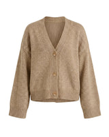 Khaki chunky knit cardigan with button front – Moriel Heritage