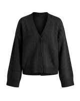 Black chunky knit cardigan with button front – Moriel Heritage