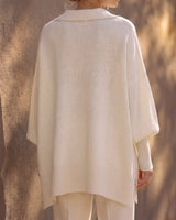 The Lorna Collared Knit in ivory — back view on model