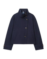 Ottilie Funnel Jacket in navy, front flat lay on white