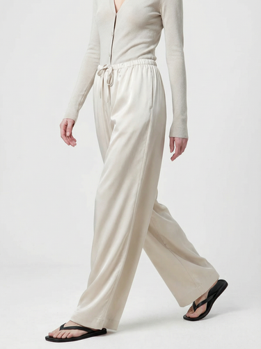 Silk Effect Tie Waist Pants
