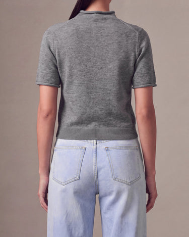 Nora Knit Tee in gray, back view