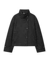 Ottilie Funnel Jacket in black, front flat lay on white