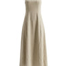 Camille Strapless Cotton Maxi Dress in khaki — strapless A-line cotton maxi dress, product flat-lay