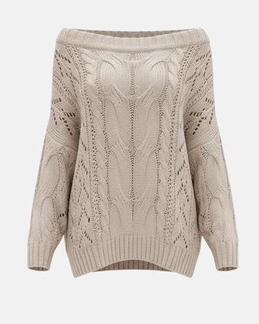 Off Shoulder Cable Knit Sweater