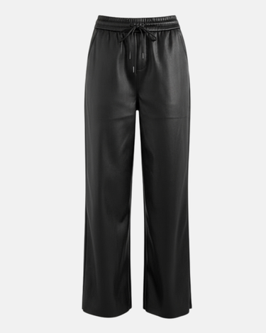 Casual Leather Look Straight Leg Pants