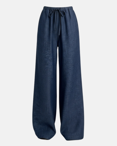 Navy Drawstring Linen Pant
