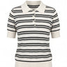 Cosetta Polo in white — fine-knit striped polo with a cream collar and ribbed hem, flat-lay