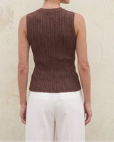 Brown Cosima Tank on model, back view – Moriel Heritage